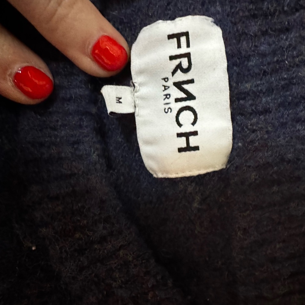 FRNCH Navy and Green Art Club Sweater - Picture 5 of 10